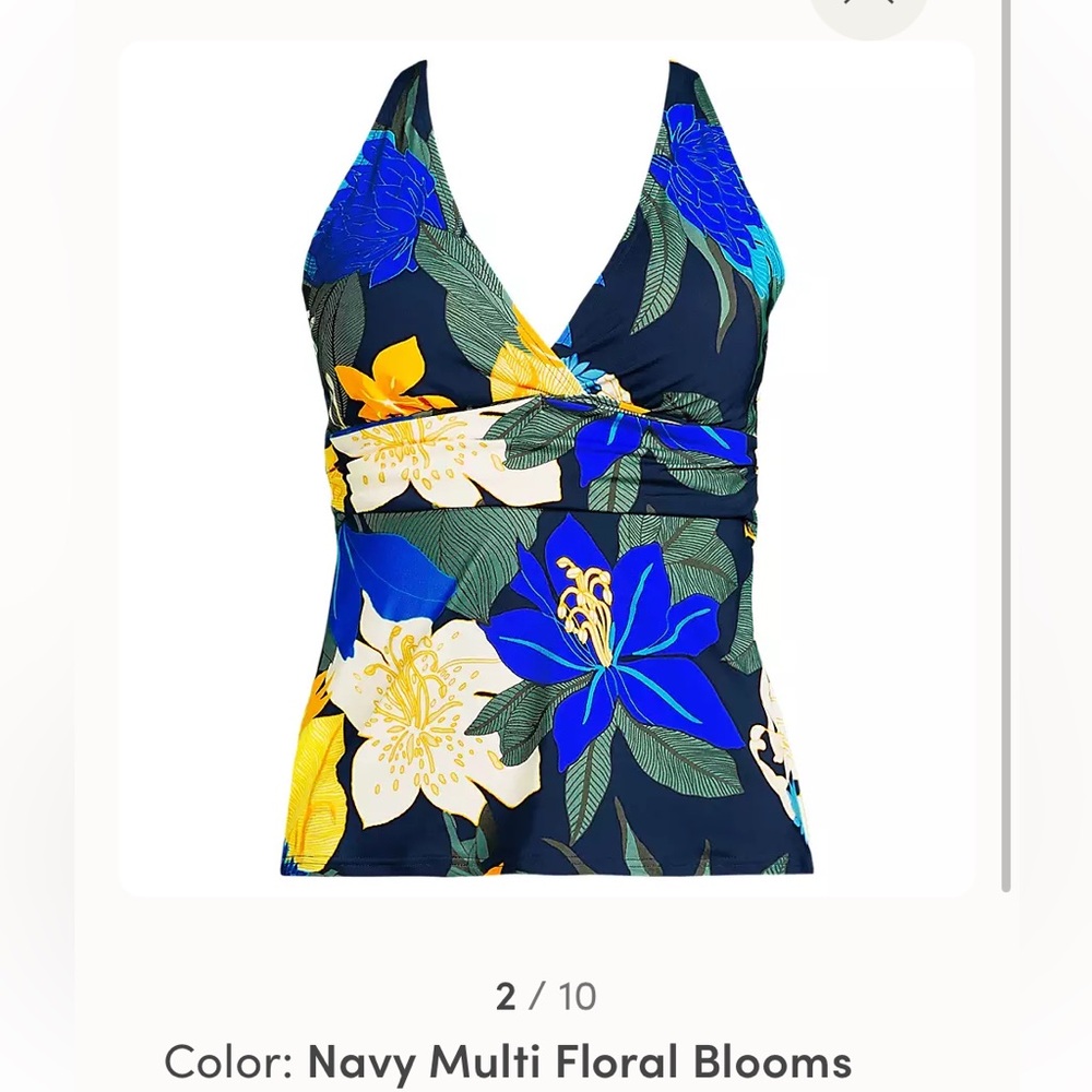 NWT Lands' End Blue and Yellow Floral Tankini Top
